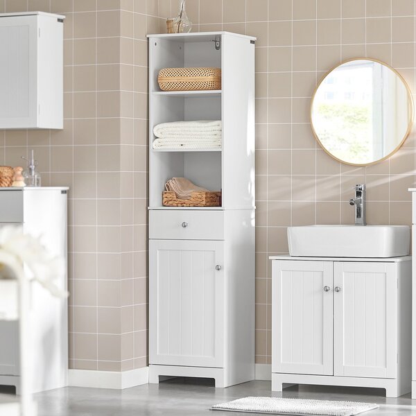 Sobuy Bzr17-W Skříňka Do Koupelny Vysoká Koupelnová Skříňka Bílá