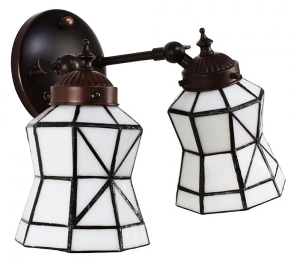 Nástěnná lampa Tiffany s bílými stínidly Cecilius – 30x23x23 cm