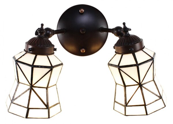 Nástěnná lampa Tiffany s bílými stínidly Cecilius – 30x23x23 cm