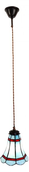 Modrá závěsná Tiffany lampa červené pruhy RedLine – 15x115 cm