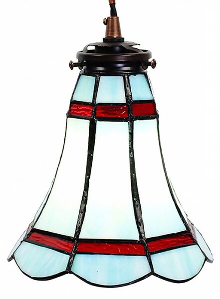 Modrá závěsná Tiffany lampa červené pruhy RedLine – 15x115 cm