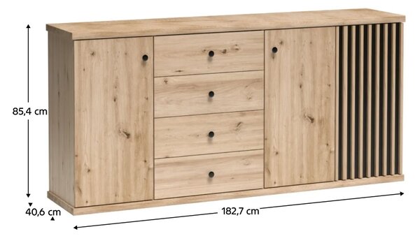 KONDELA Komoda, dub artisan/černá, KOLI C-20