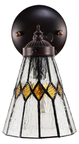 Nástěnná Tiffany lampa žluté detaily Fien – 17x12x23 cm