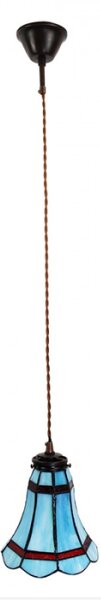 Modrá závěsná Tiffany lampa červené pruhy RedLine – 15x115 cm