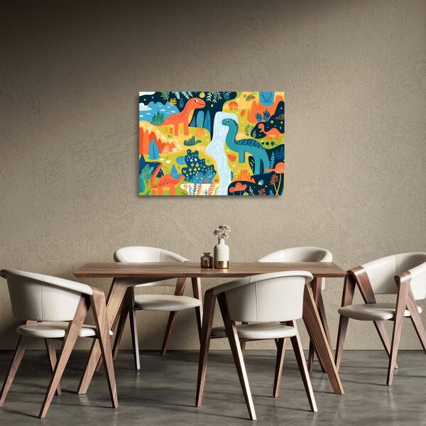 Skleněný obraz - Veselí dinosauři (70x50 cm)