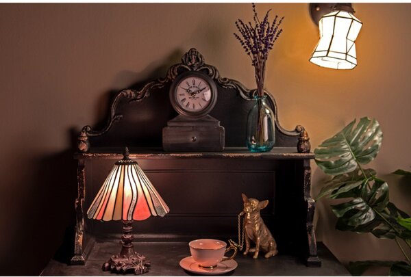 Béžovo-růžová stolní lampa Tiffany Zeger – 20x34 cm