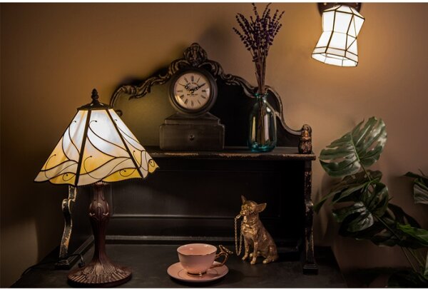 Béžová stolní lampa Tiffany Augustijn – 31x43 cm
