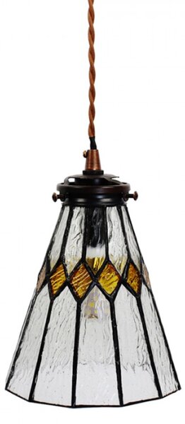 Závěsná Tiffany lampa žluté detaily Fien – 15x115 cm