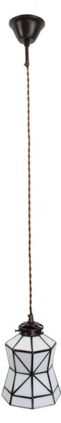 Bílá závěsná tiffany lampa Cecilius – 15x115 cm