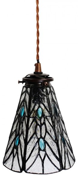 Závěsná Tiffany lampa modré kamínky Blue Gems – 15x115 cm