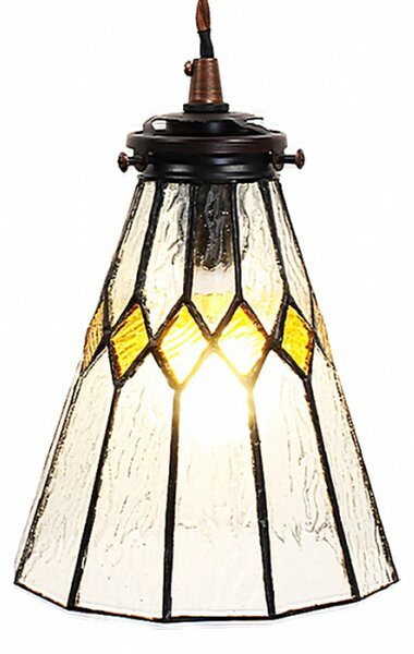 Závěsná Tiffany lampa žluté detaily Fien – 15x115 cm