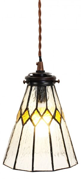 Závěsná Tiffany lampa žluté detaily Fien – 15x115 cm