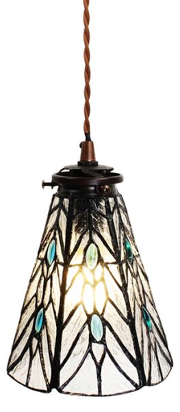 Závěsná Tiffany lampa modré kamínky Blue Gems – 15x115 cm