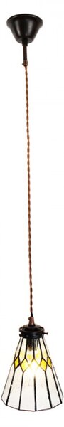 Závěsná Tiffany lampa žluté detaily Fien – 15x115 cm