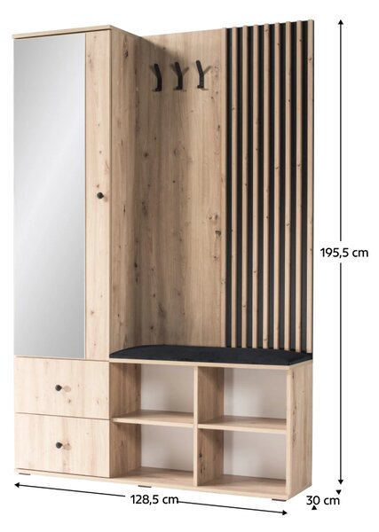 KONDELA Předsíň, dub artisan/černá, KOLI C