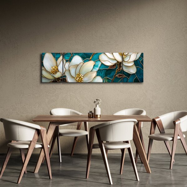 Obraz - Vitráž s Magnólií (170x50 cm)