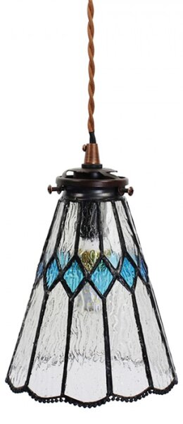 Závěsná Tiffany lampa modré detaily Blue Rock – 15x115 cm