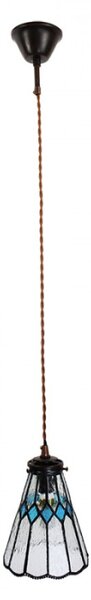 Závěsná Tiffany lampa modré detaily Blue Rock – 15x115 cm