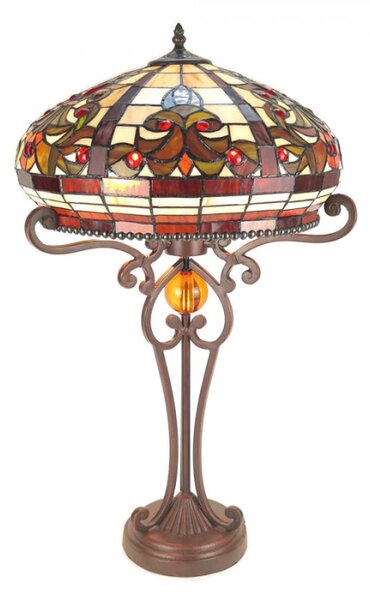 Hnědá stolní lampa Tiffany s okrasnou nohou Eye – 42x72 cm