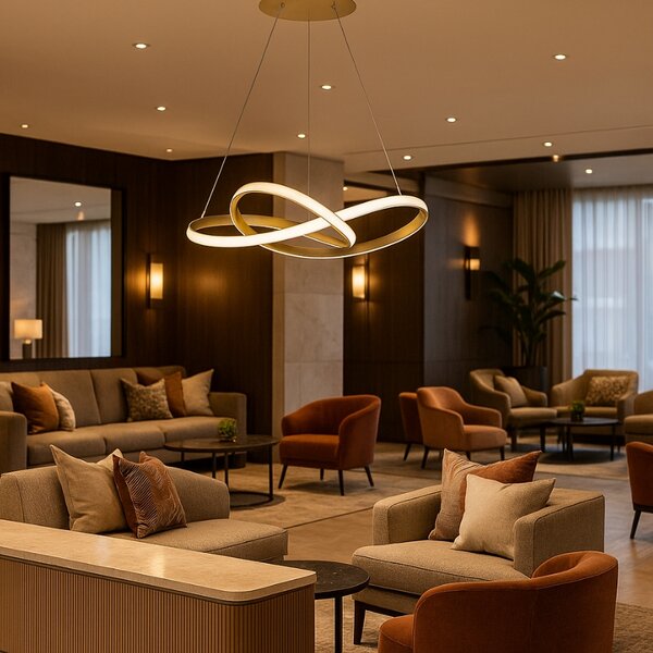 Zlaté kovové závěsné LED světlo Nova Luce Fusion 72 cm