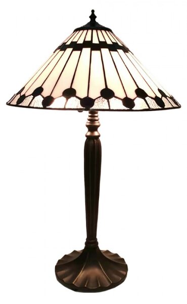 Stolní lampa Tiffany s bílým stínidlem Issac – 40x63 cm