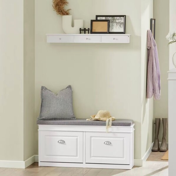 Sobuy Fsr64-W Lavice Se Sedákem Lavice Na Boty Bílá 104X52X24Cm
