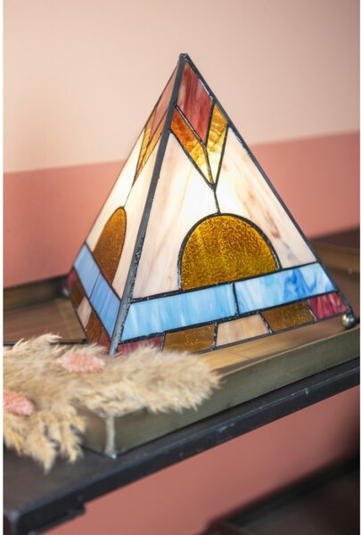 Stolní lampa Tiffany ve tvaru pyramidy – 26x26x30 cm