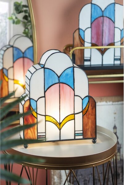 Stolní lampa Tiffany v neobvyklém tvaru Rohn – 30x4x25 cm
