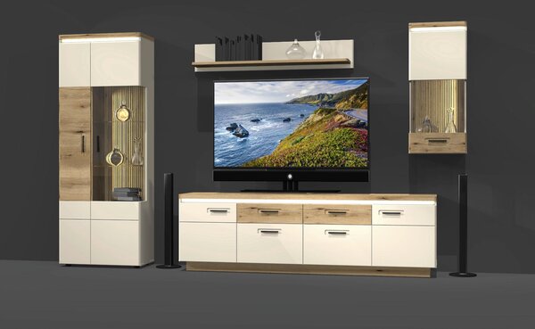 KOMODA POD TELEVIZI, barvy dubu, kašmírová, 210/64,4/44,6 cm Hom`in - TV stolky & komody pod TV
