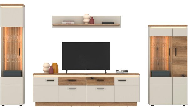 KOMODA POD TELEVIZI, barvy dubu, kašmírová, 210/64,4/44,6 cm Hom`in - TV stolky & komody pod TV