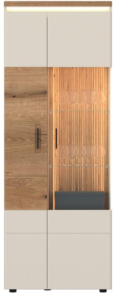 VITRÍNA, barvy dubu, kašmírová, 75/201,5/35,6 cm Hom`in - Kredence a vitríny