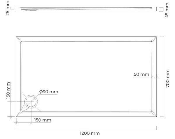 Oltens Superior obdélníková sprchová vanička 120x70 cm černá 15001300