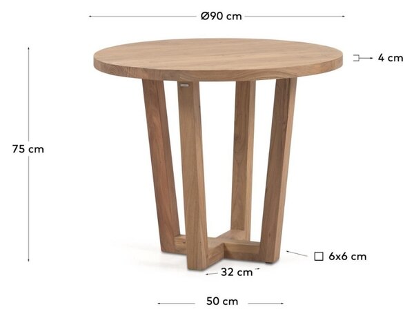 Hnědý akátový kulatý jídelní stůl Kave Home Nahla 90 cm