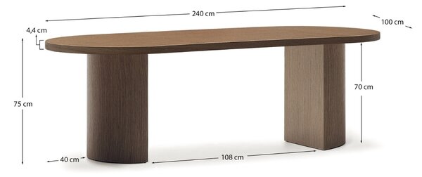 Ořechový jídelní stůl Kave Home Nealy 240 x 100 cm