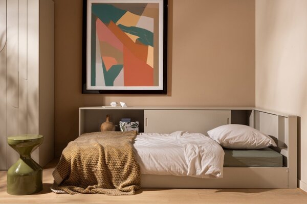 -25 % Dny MOMENTI– WOOOD Šedobéžová dřevěná postel Carter 90 x 200 cm
