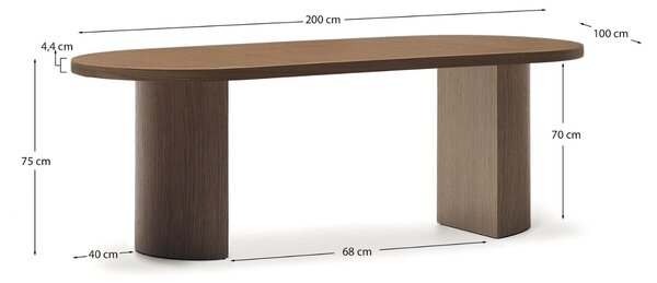 Ořechový jídelní stůl Kave Home Nealy 200 x 100 cm