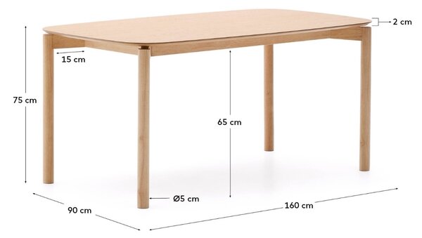 Dřevěný jídelní stůl Kave Home Indara 160 x 90 cm