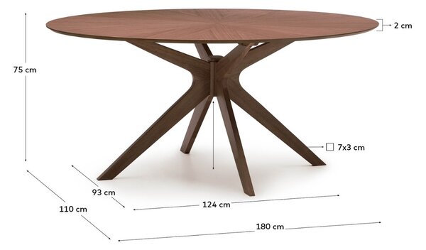 Kave Home Ořechový jídelní stůl Naanim 180 x 110 cm