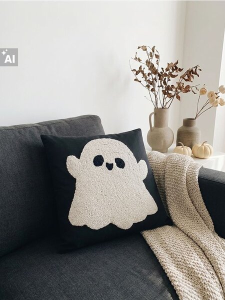 Sinsay - Halloweenský dekorativní povlak na polštář s plastickým motivem ducha - vícebarevná