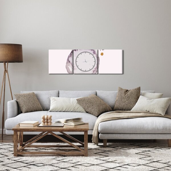Obraz - Fialový minimalismus N⁰4 (s hodinami) (90x30 cm)