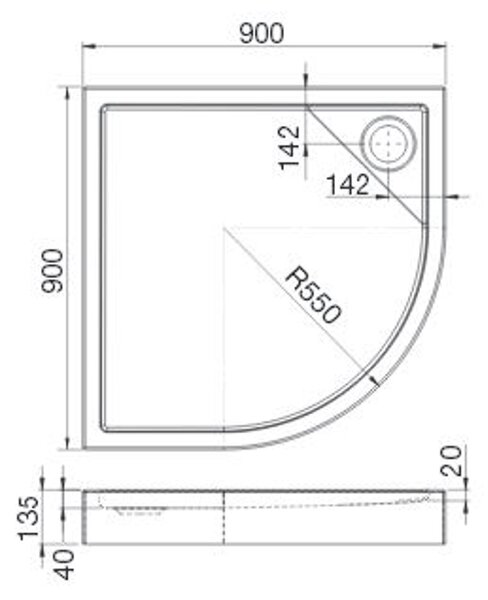 Roca Malaga půlkruhová sprchová vanička 90x90 cm bílá A276260000