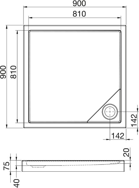 Roca Malaga čtvercová sprchová vanička 90x90 cm bílá A27T005000