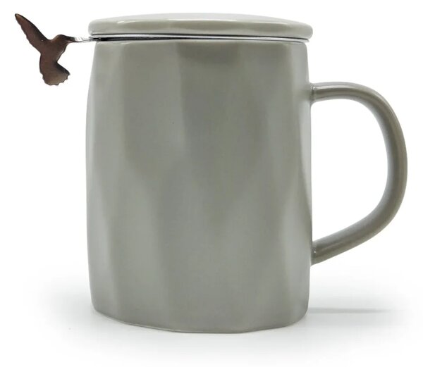 Šedý hrnek se sítkem Lilie