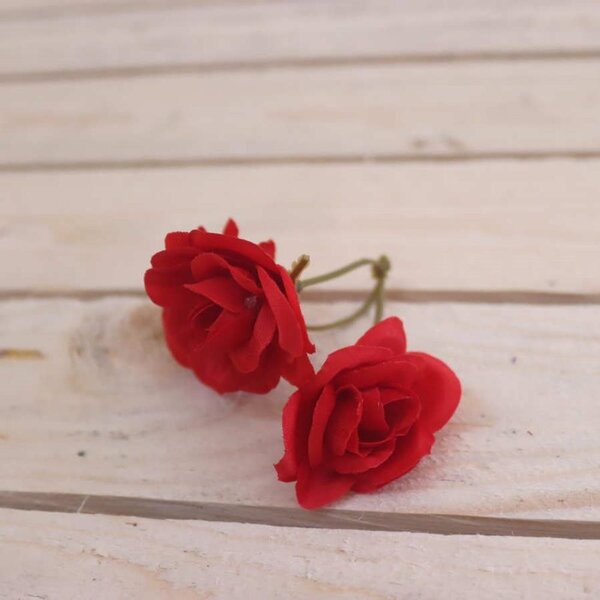 Květ růže, 24 ks červená 371224-08 - dia 4 x 2 / 8 cm