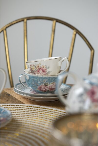 Porcelánový šálek s podšálkem Peony Rosé – 11x8x7 cm