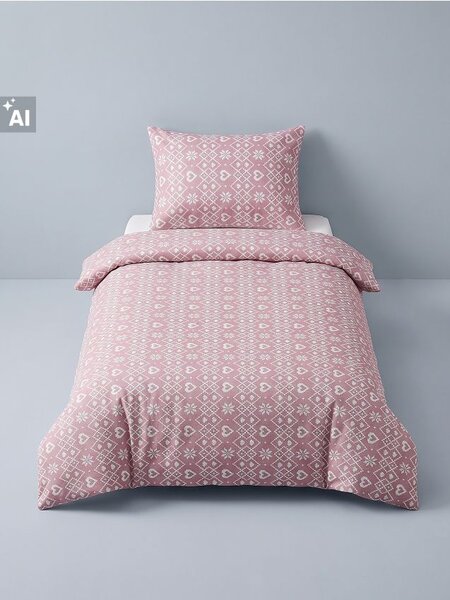 Sinsay - Ložní souprava s geometrickým vzorem, srdíčky a sněhovými vločkami - červená