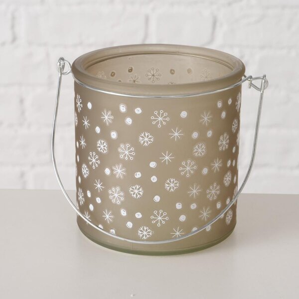 Boltze Home Collections Skleněný svícen Snowflake hnědý