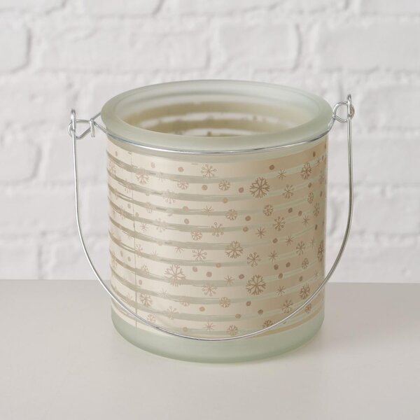 Boltze Home Collections Skleněný svícen Snowflake béžový