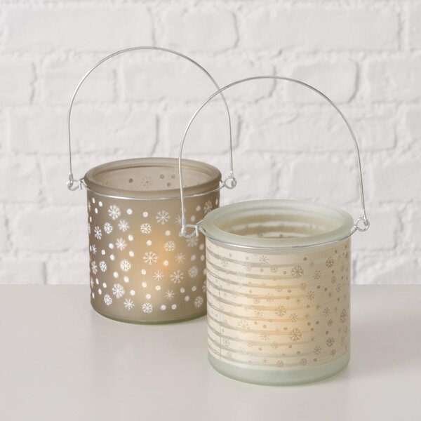 Boltze Home Collections Skleněný svícen Snowflake hnědý