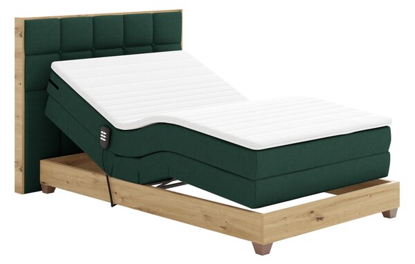 KONDELA Elektrická polohovací postel, boxspring, zelená/dub artisan, 120x200, TIANA
